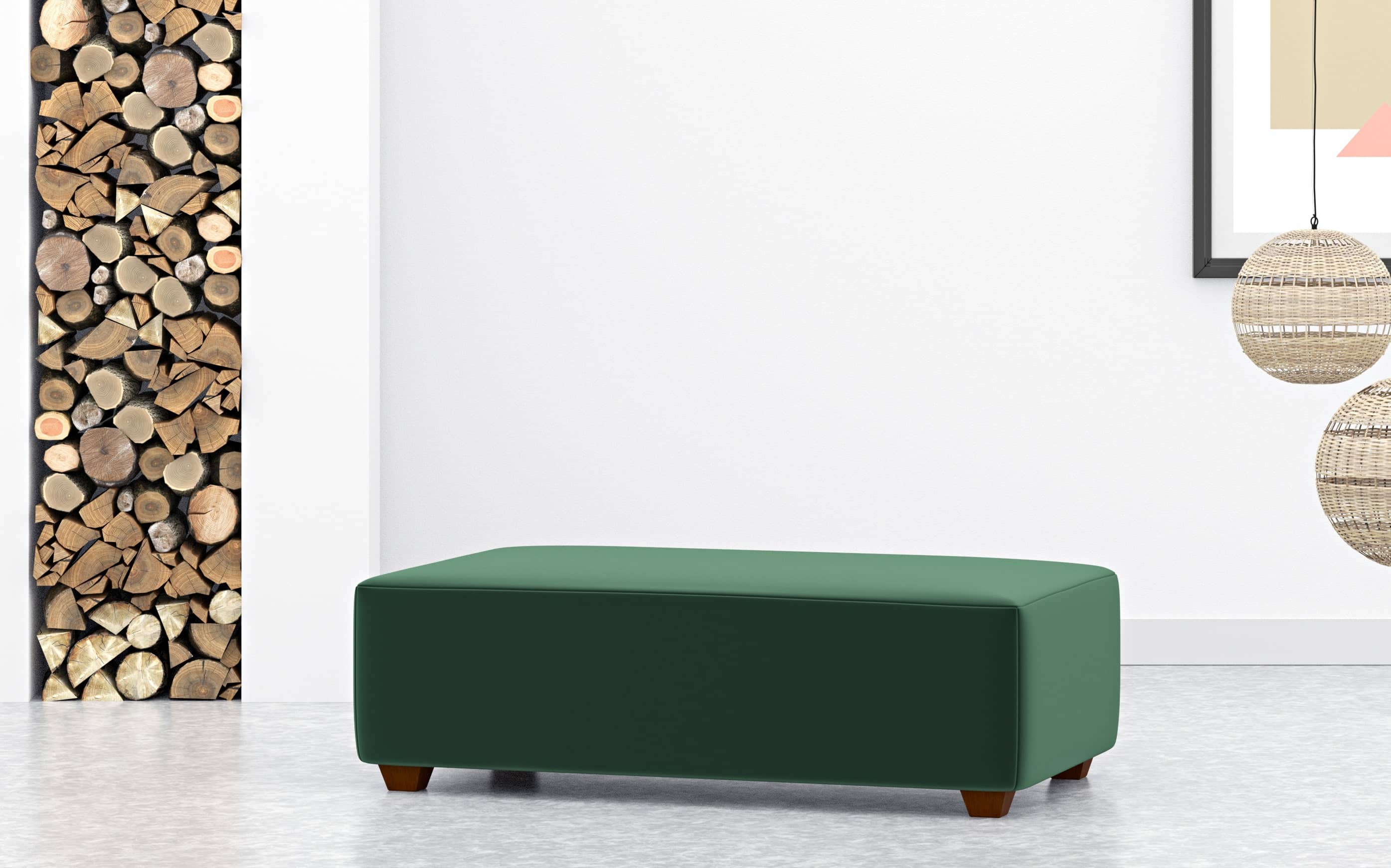 Large Rectangular Coffee Table Footstool In Forest Green velvet