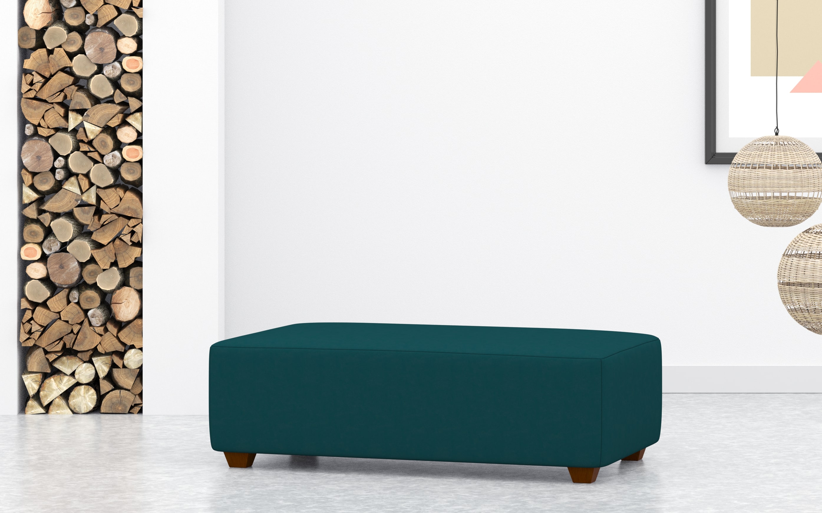 Large Rectangular Coffee Table Footstool In Teal Velvet
